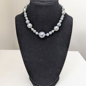 🌞 3/$15 - Grey Faux Pearl Beaded Choker Necklace